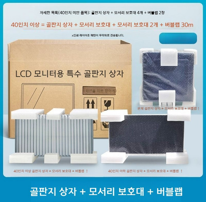 대형 TV 포장박스 티비 보호대 이사 상자 85인치 택배 85인치 디스플레이 보호, 50인치 121x16x76cm, 상자+모서리보호대+방진 필름, 1개