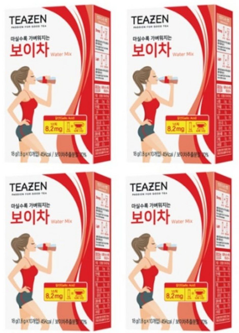 티젠 보이차 워터믹스 10T x 4개입, 18g, 10개입, 1개