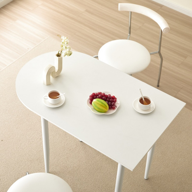쿠리브 모던 심플 입식테이블 반타원 식탁, 2인용, 베이지