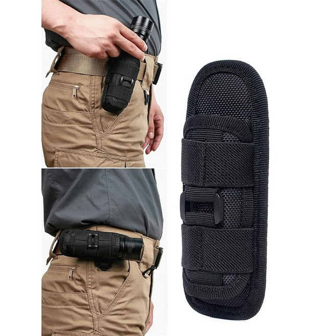 Nichiyou 야간산행 등산 랜턴파우치 손전등 케이스 어깨 거치 허리 거치 작업용 랜턴파우치, 1개, 블랙