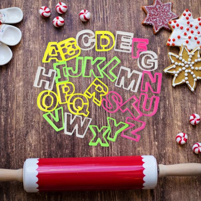 26개 알파벳 커터 세트 재사용 가능한 베이킹 몰드 쿠키 케이크 폰던트 DIY 이름 디자인 장식 페이스트리