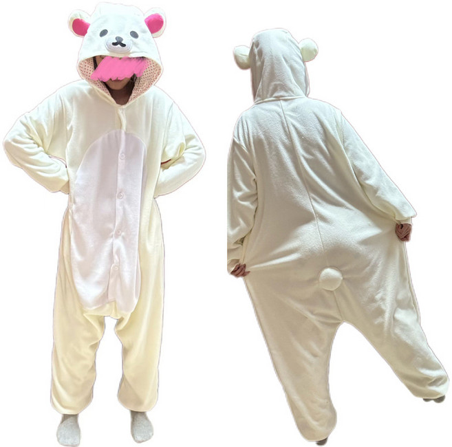 Yellwell성인용 곰돌이 캐릭터 잠옷 귀여운 동물 코스프레 파자마 편안한 겨울용 옷LYT
