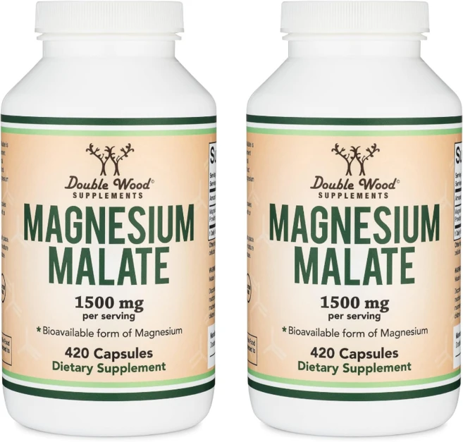 Double Wood Supplements Magnesium Malate 더블 우드 서프리먼트 마그네슘 말레이트 1500mg 420캡슐 2팩, 420정, 2개 - 쿠팡