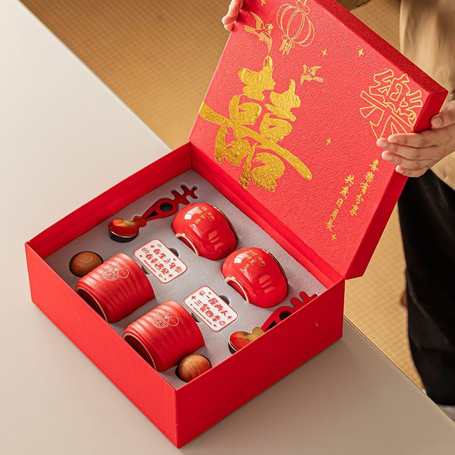 婚禮對杯 結婚禮物 喜慶對杯 新婚禮物 情侶對杯禮盒 結婚禮物送新人 新婚送新娘創意杯子套裝 訂婚送新娘高級實用禮品, 1個, 佳偶天成禮盒套裝