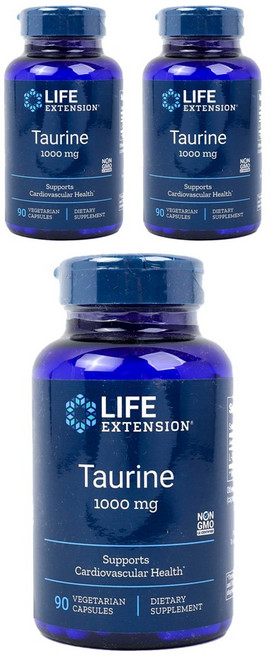 LIFE EXTENSION 牛磺酸素食膠囊 1000mg, 90顆, 3罐