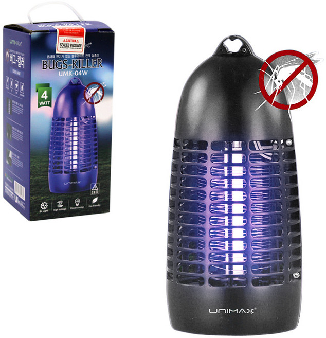 유니맥스 버그킬러 전격 살충기 UMK-04W 모기 파리 벌레 나방 퇴치 고압 블루라이트 램프 식당 음식점 용, 단품