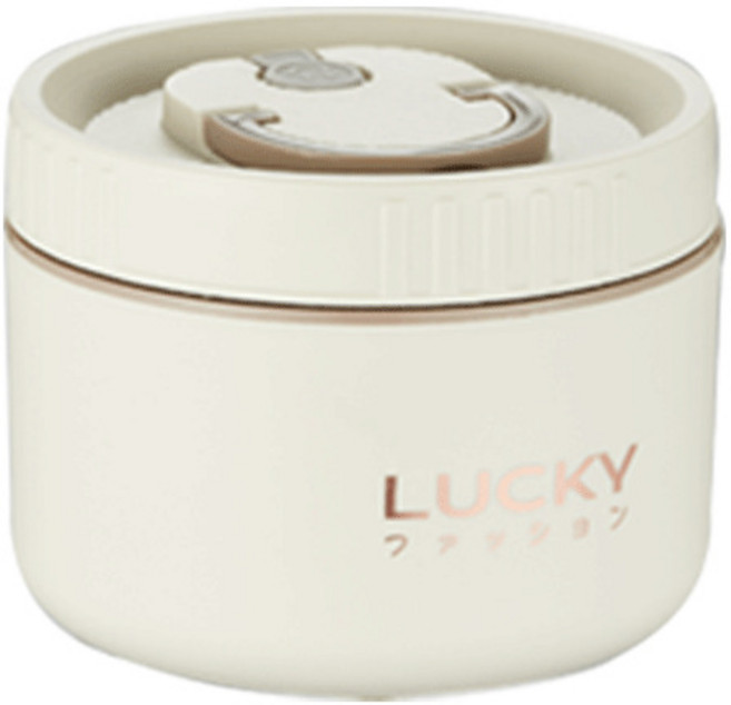 LUCKY 304不銹鋼保溫便當盒 密封防漏設計 可微波爐加熱, 大號米色 410, 1個