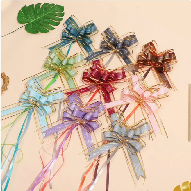 시유타임 1초 완성 리본 원터치 장식 포장 선물 완제품, 10개, 다크그레이