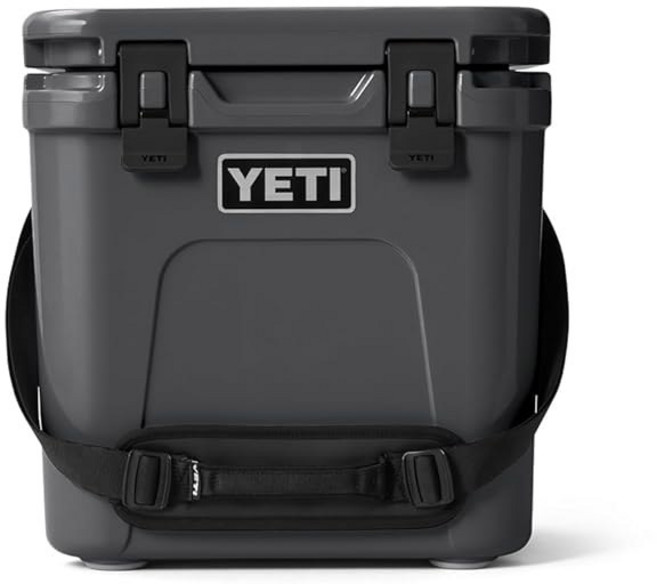 YETI Roadie 24 하드 듀티 더블 쿨러 어깨끈 플러그 배수, 차콜
