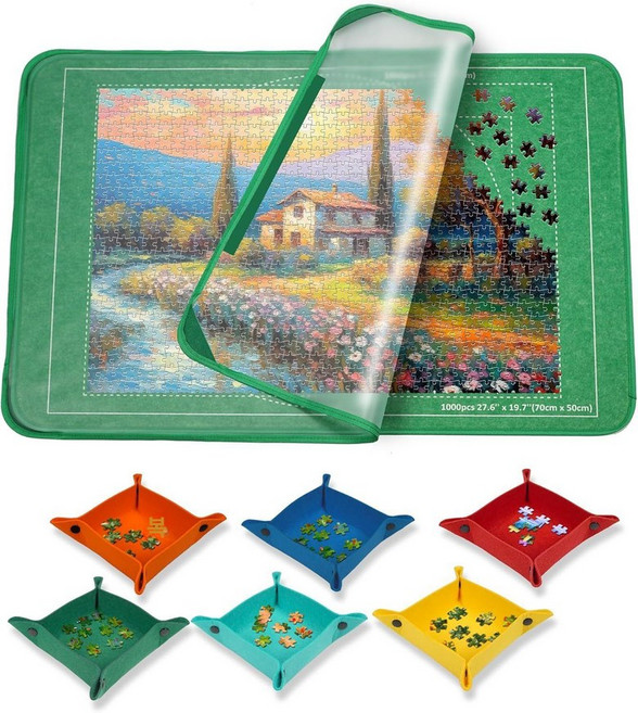 퍼즐 테이블 취미 대형 거치대 경사 직소 맞추기 기본형 목재색상, 보석그린 56x81cm 1000개 스탠드 제외, 1개