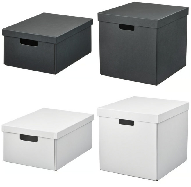 이케아 뚜껑 수납상자 종이박스 피에데르하르브, 블랙