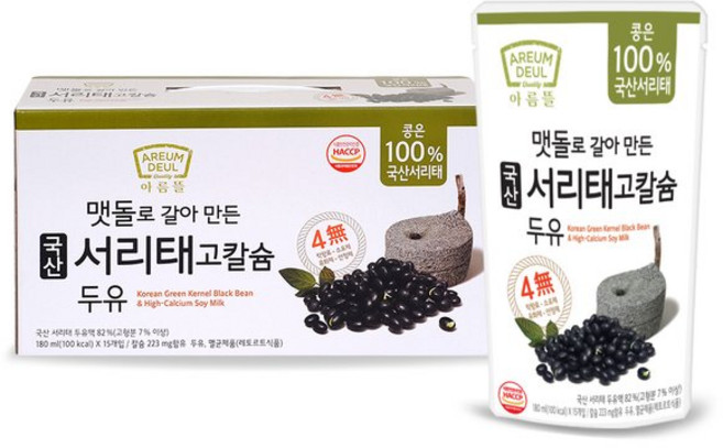 아름뜰 서리태 고칼슘 두유, 180ml, 45개