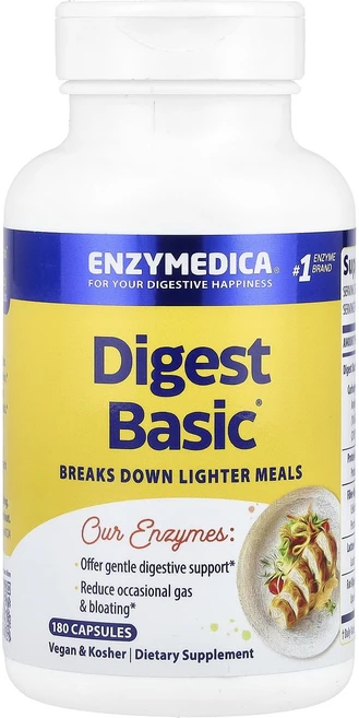 행복하고 건강하게 Enzymedica Digest Basic® 캡슐 180정 백년회로하세요, 1개 - 쿠팡