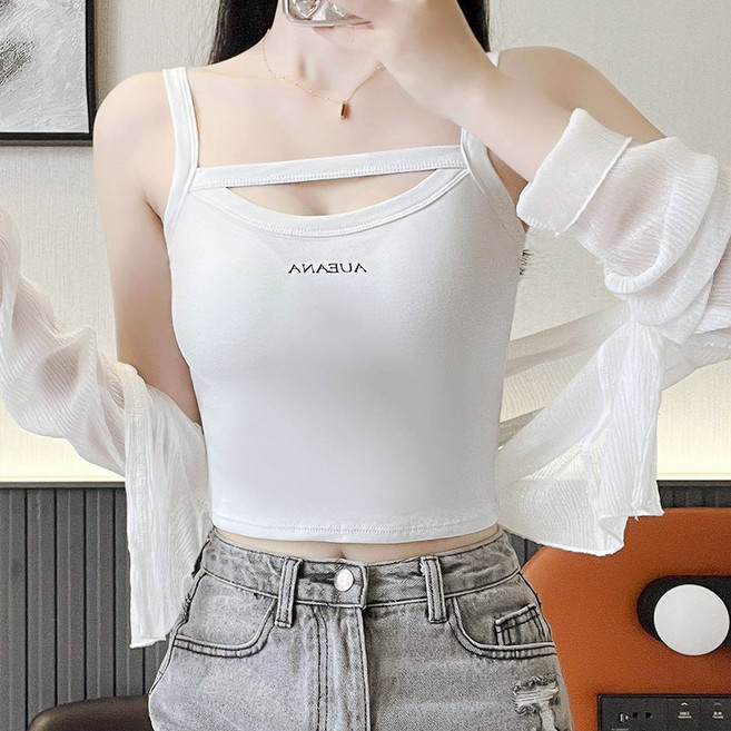 일호장신구 일자 앞트임 기본 나시 ﻿민소매 여성 크롭탑 에슬레저룩 데일리 요가복 바캉스룩