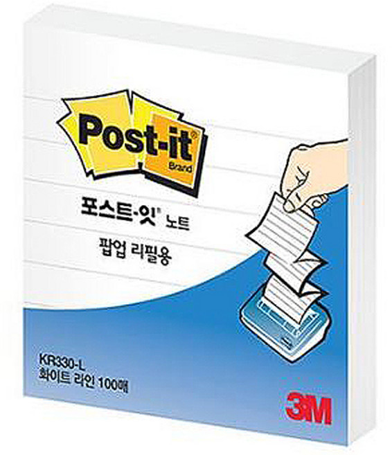 3M 팝업 디스펜서용 리필, 화이트 라인, 100매, 10개