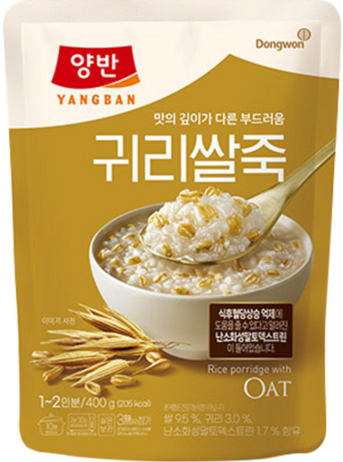 양반 귀리쌀죽 파우치, 1개, 400g