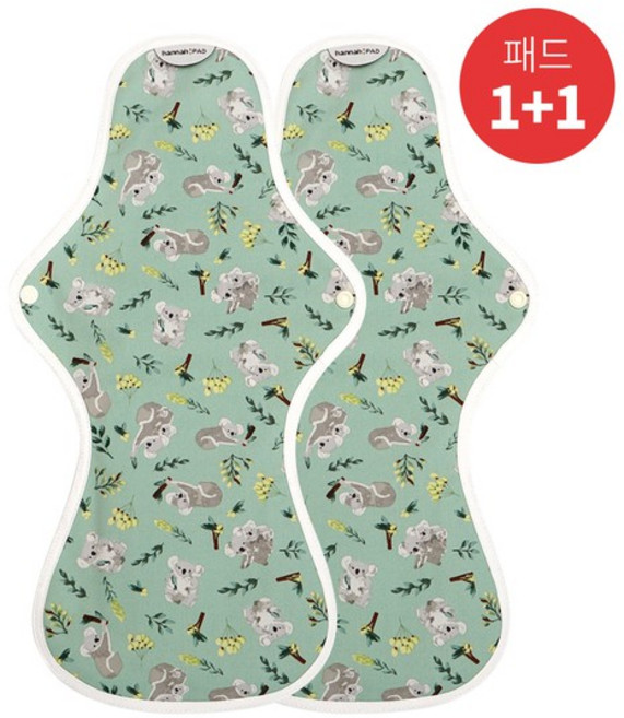 한나패드 코알라민트 논슬립 면생리대, 2개, 1개입, 중형