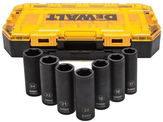 DEWALT 강한 임팩트 소켓 세트 7피스 1.2 cm(1/2인치) 드라이브 미터법 (DWMT74737)