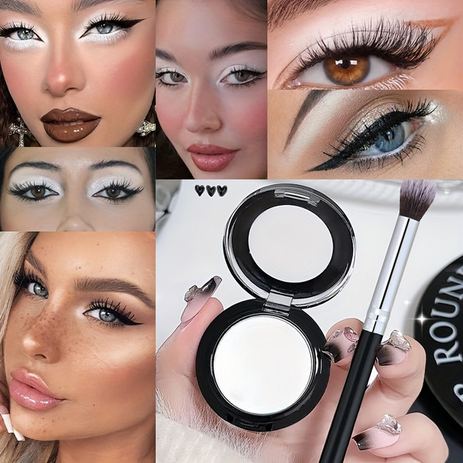 하이라이터 2개 세트에는 단색 무광 하이라이터와 브러쉬가 포함되어 있으며 얼굴 아이섀도우 바디 순백색 컨투어링 아이섀도우용입니다., [01] 옵션1