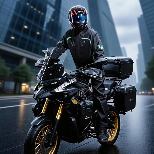 오토바이 우비 상하복 남성 라이딩복 폭우 방지 라이더 전용, 녹색