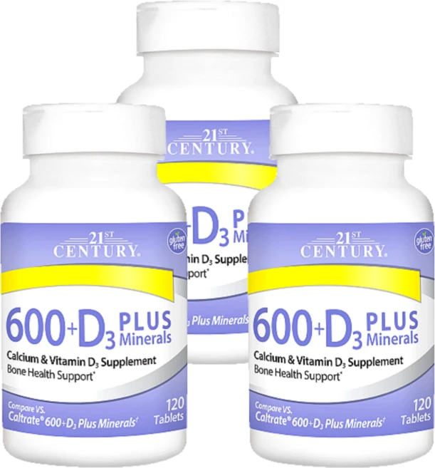 21세기센트리 칼슘 600 + 비타민 D3 플러스 미네랄 타블렛 120정 X 3개, 기본, 1개 - 쿠팡