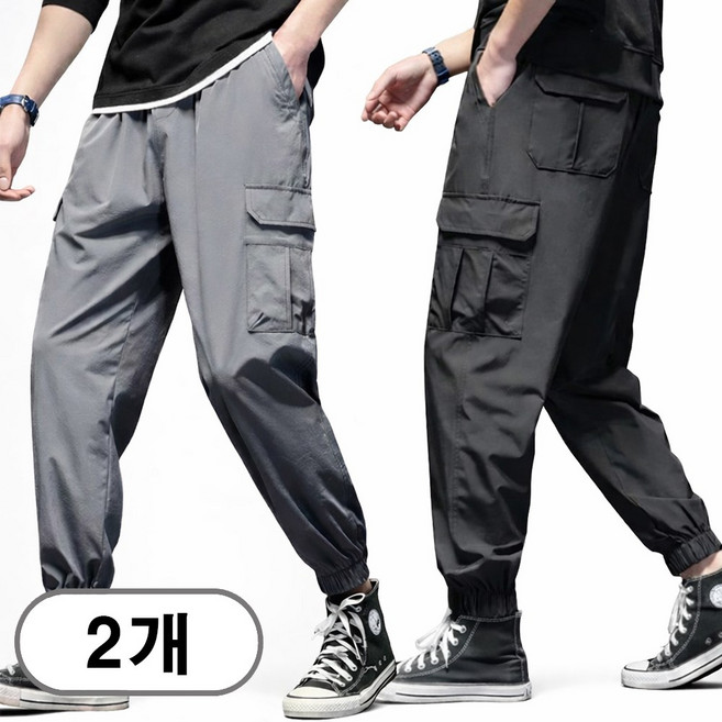 차쿠 남성 포켓 밴딩 카고 조거팬츠 여름 시원한 바지 2색상 1+1