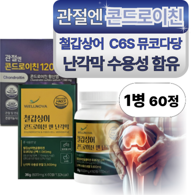 (선택) 지성 관절엔 콘드로이친 1200 / 웰노바 철갑상어 C6S형 육형 콘도라이친, 1개, 36g