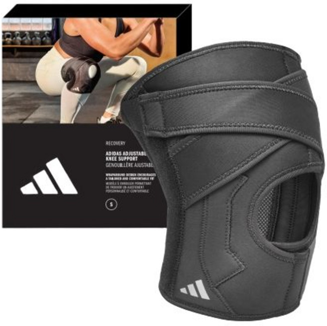 아디다스 ADIDAS FITNESS 컴프레션 엘리트 무릎 보호대 매장정품 211088, 블랙