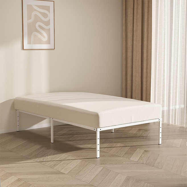 라이프소 튼튼한 철제 침대 프레임 깔판, 화이트