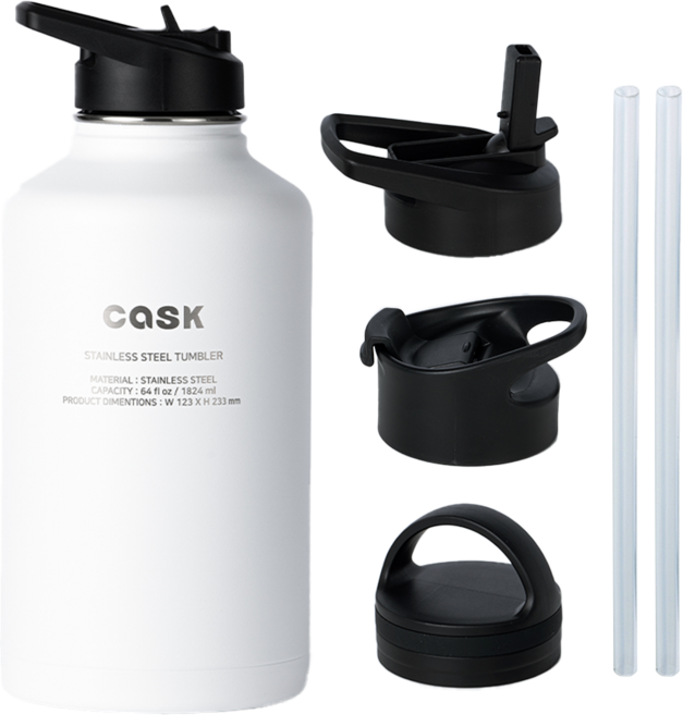 캐스크 3가지 뚜껑 + 빨대 텀블러, 1824ml, 화이트, 1세트