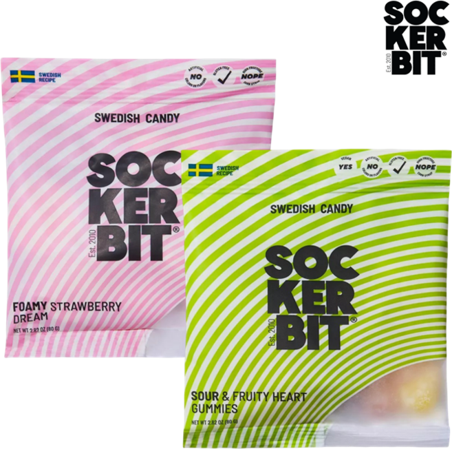 [SOCKERBIT] [1+1] 스웨디시 젤리 스웨덴 캔디 Sockerbit 스트로베리 드림 80g + 사워 앤 프루티 80g Sockerbit Swedish Candy Mix