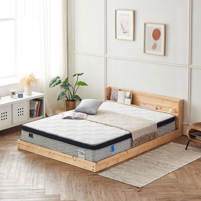 파로마 네오 리브 편백 원목 저상형 LED 침대프레임 편백깔판 Q, 네추럴