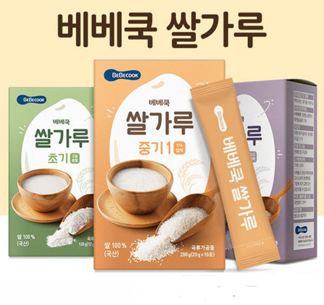 베베쿡 이유식 쌀가루 (1박스10포) 1개선택/스틱형, 1박스, 초기