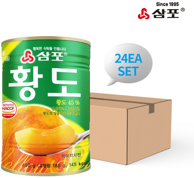 삼포 황도 슬라이스 통조림, 24개, 400g