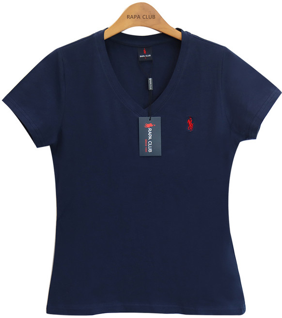 라파클럽 여성 슬림핏 브이넥 반팔 티셔츠