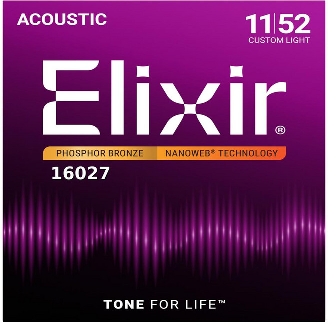 (지엠뮤직_통기타줄Nanoweb Pho Custom Light(16027) Phosphor Bronze (011~052) Elixir 엘릭서 기타줄, 1개