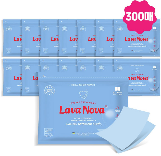 라바노바 고농축 시트형 겸용 세탁세제, 20개입, 15개