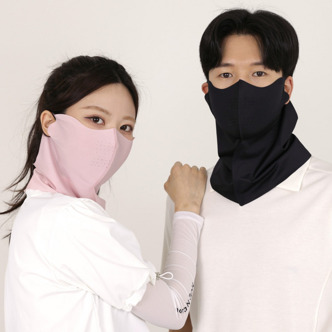 남녀공용 얼굴 자외선 차단 쿨소재 스포츠 골프 런닝 귀걸이형 마스크 햇빛가리개, 1개, 블랙