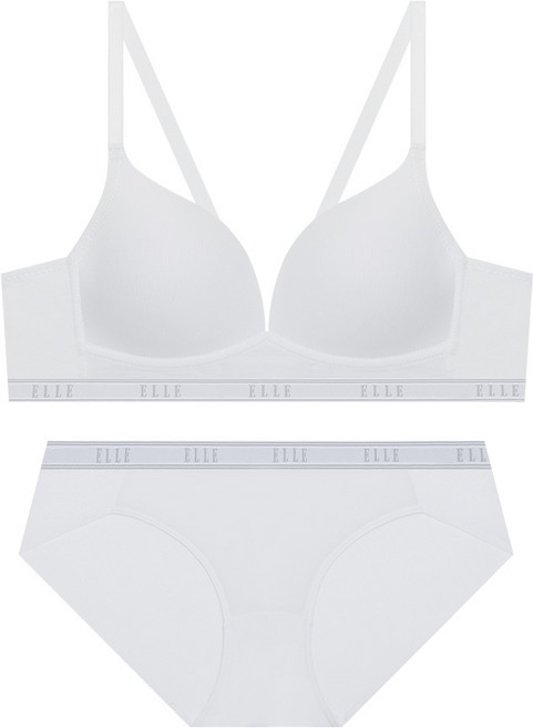 엘르이너웨어 에어로쿨 컴포트핏 노와이어 화이트 브라 팬티 세트