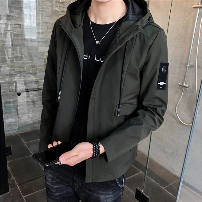 多口袋工裝連帽防風夾克