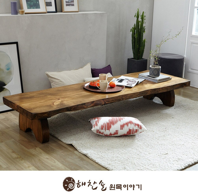 해찬솔원목이야기 해찬솔 소나무 통원목 에코 원목좌탁 1800_엔틱 좌식테이블 거실테이블 원목테이블 소파테이블 좌탁/티테이블, 이탈리안 엔틱색