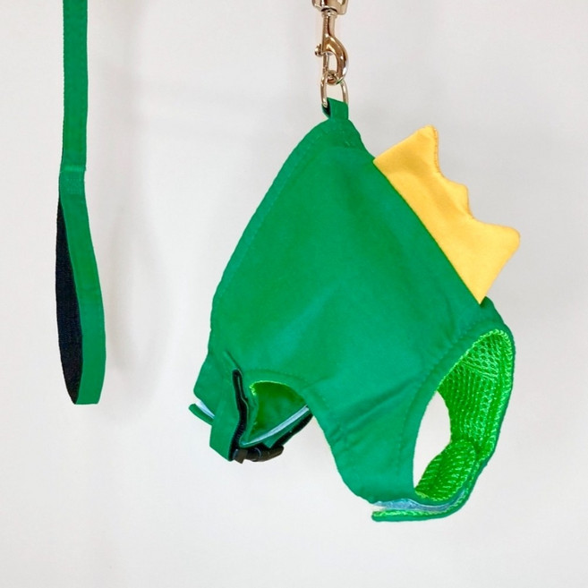 강아지 하네스 데님 옷 공룡 벨크로 조끼형, L, 1개