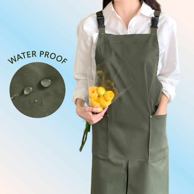 드로우데이즈 H형 가벼운 주방 앞치마 예쁜 방수 앞치마, 1개, 카키