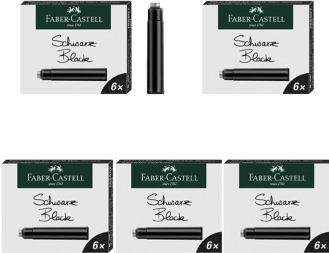 파버카스텔 잉크 카트리지(18 55 07) 6개입 5개 세트, 잉크카트리지 블랙(6개입) 5개 세트