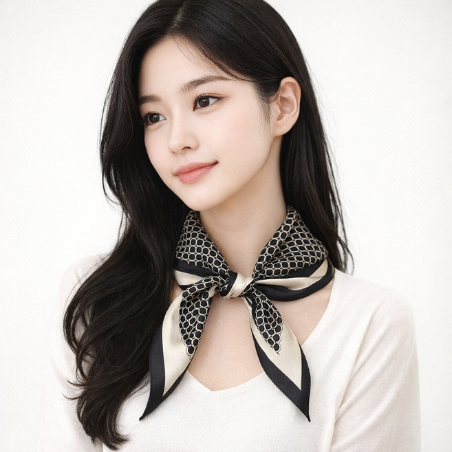 하하자매 여성 실크100% 사각 쁘띠 스카프