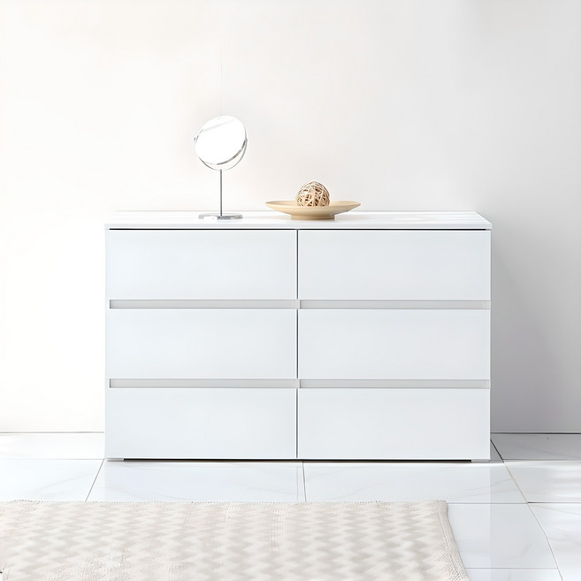 데코퍼니쳐 아론 와이드 3단 서랍장 방문설치, 화이트, 6개