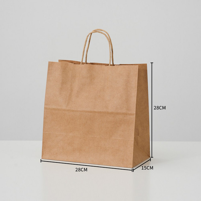 50장 고급 크라프트 종이가방 튼튼한 쇼핑백 130 무지 선물 미니 종이쇼핑백 인쇄 제작 어젠다, 고급 특대 (28x15x28), 50개
