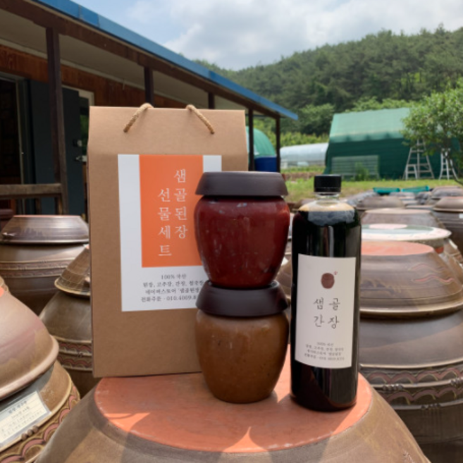 [샘골] 국산 된장 간장 고추장 세트, 1개