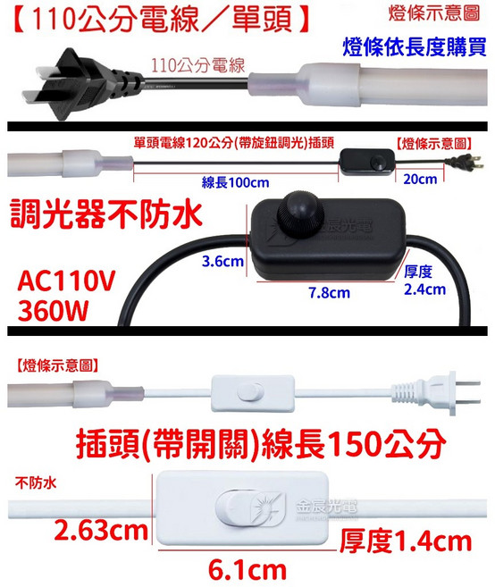 110V 乳白色套管 COB燈條 免變壓器 免驅動 1米-5米 10米 50米 高壓燈條 40米無壓降, 1件, 需要插頭請加購【升級插頭】, 插頭（帶開關）／電線長１５０公分