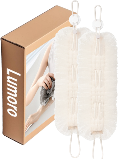 루모로 바디 롱 부드러운 샤워볼 샤워타올, 아이보리, 1개, 2개입